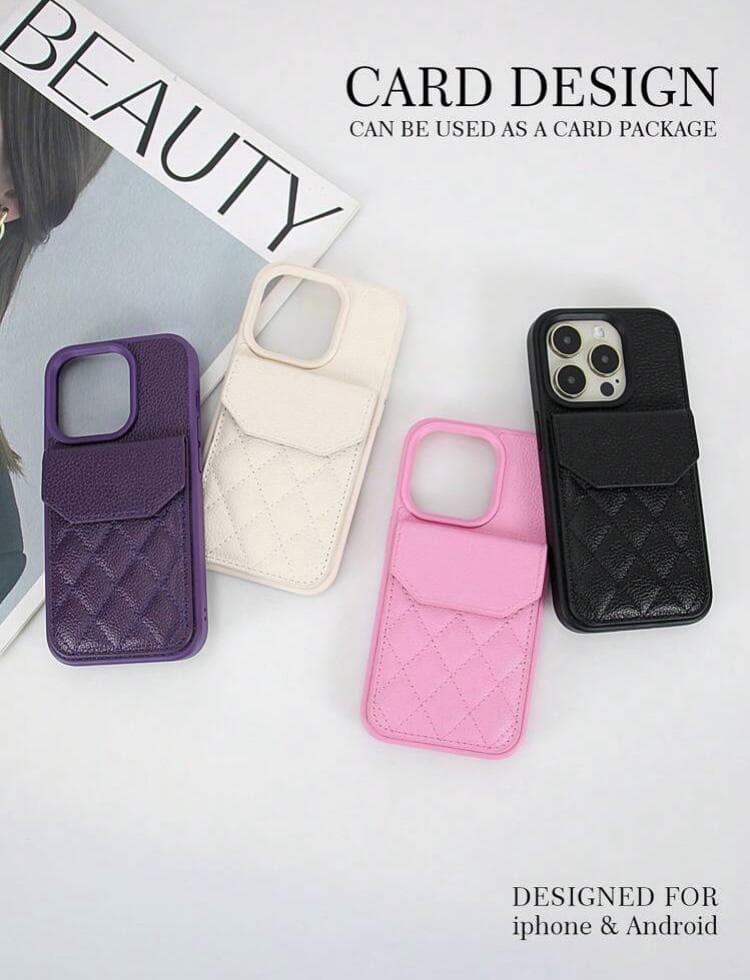 【Iphone15】レザースマホケース カードホルダー付き　ブラック