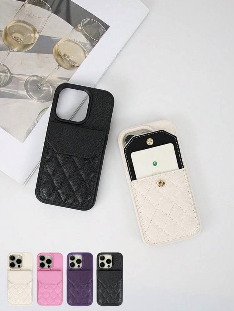 【Iphone15】レザースマホケース カードホルダー付き　ブラック