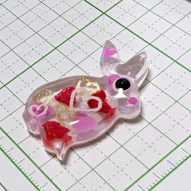 ウサギ　レジンヘアゴム　ハート