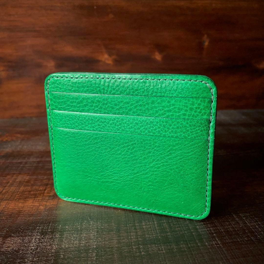 《小銭 ＆ カード》ミニマルレザーウォレット（Verde）コンパクト財布