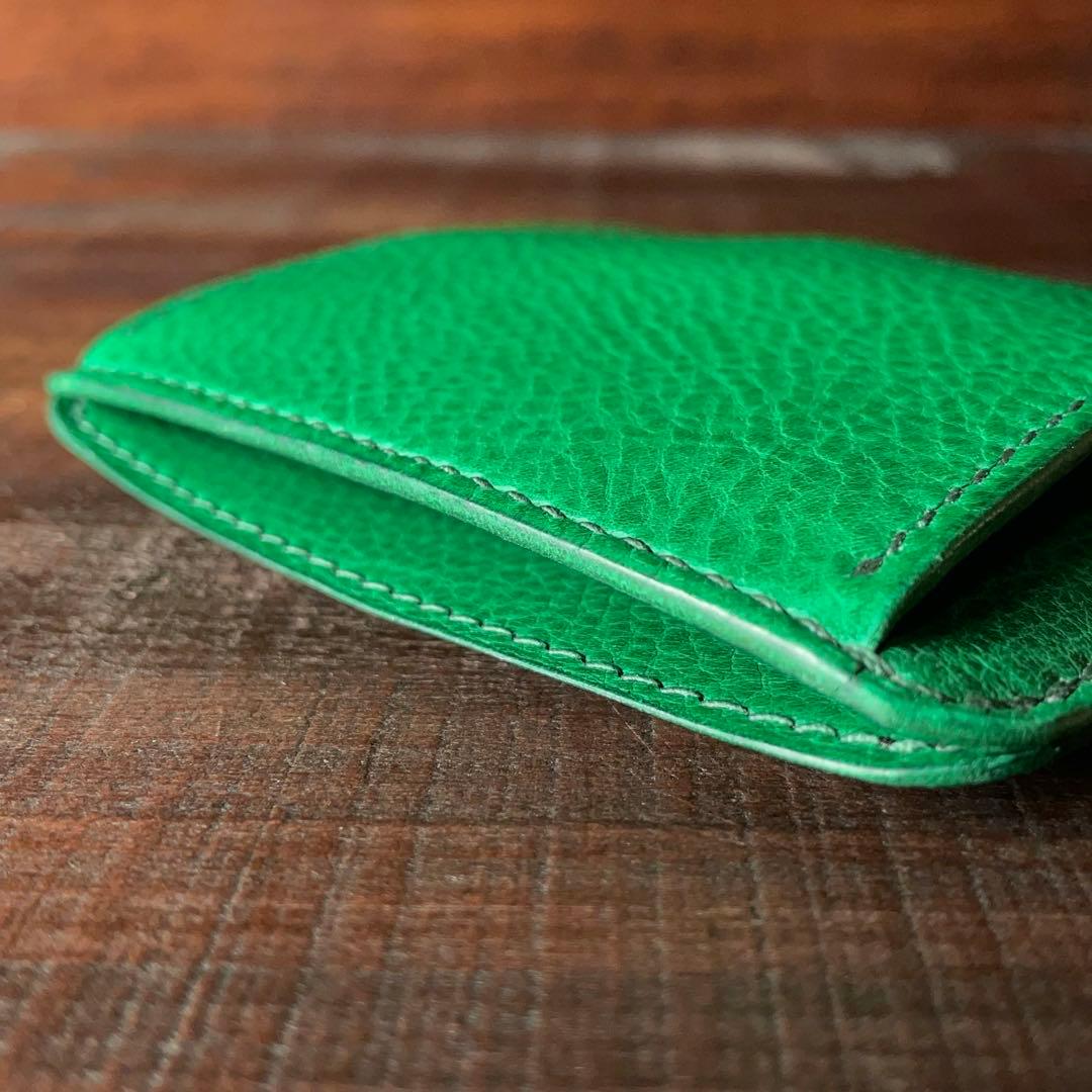 《小銭 ＆ カード》ミニマルレザーウォレット（Verde）コンパクト財布