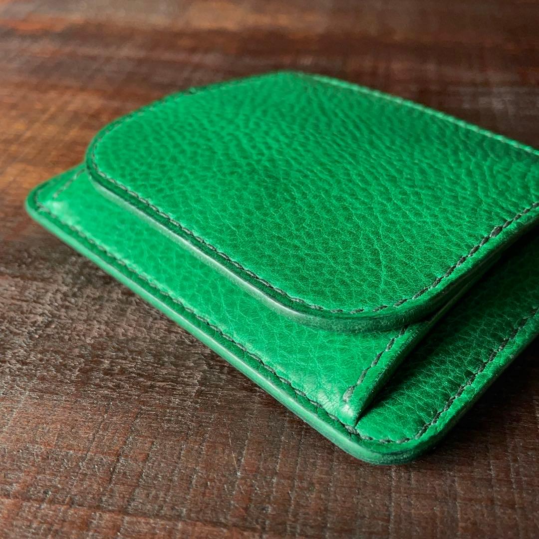 《小銭 ＆ カード》ミニマルレザーウォレット（Verde）コンパクト財布