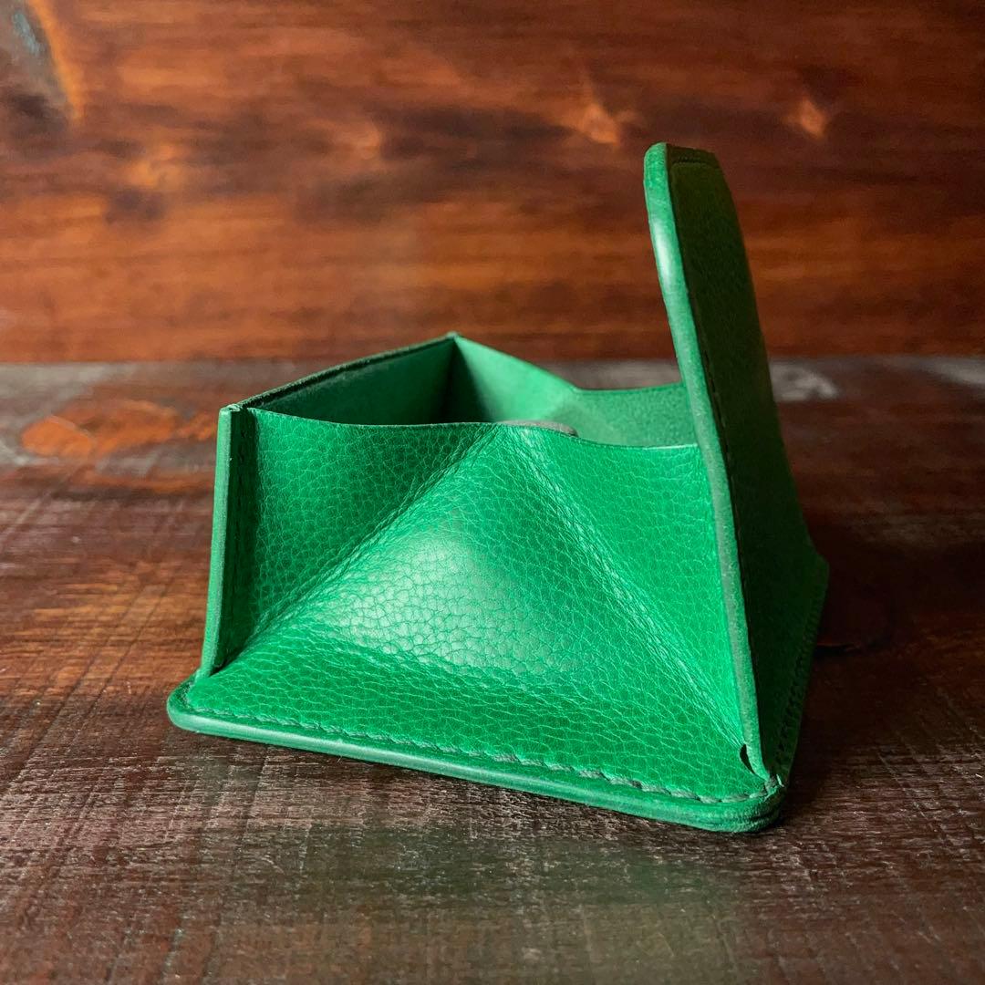 《小銭 ＆ カード》ミニマルレザーウォレット（Verde）コンパクト財布