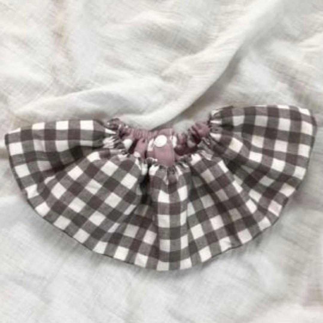 ★あずきミルクドット×モカギンガムチェック★ ハンドメイド　リバーシブル　スタイ