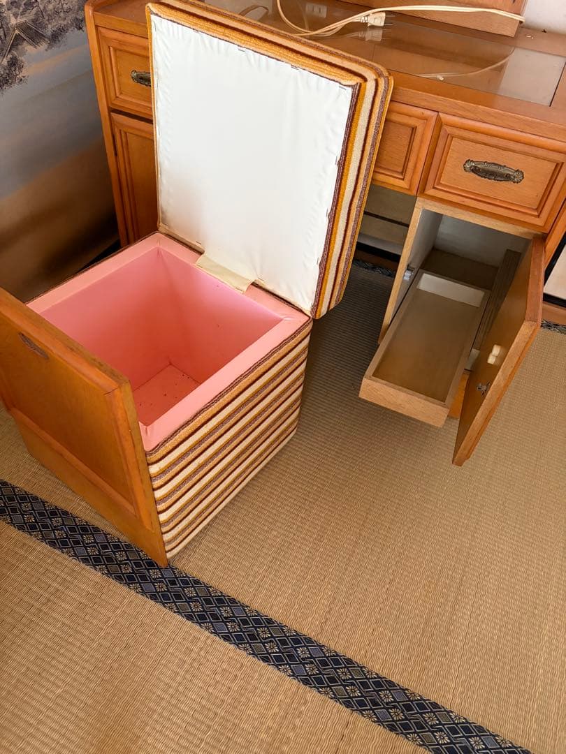 木製和風ドレッサー 収納付き　三面鏡　昭和　家具