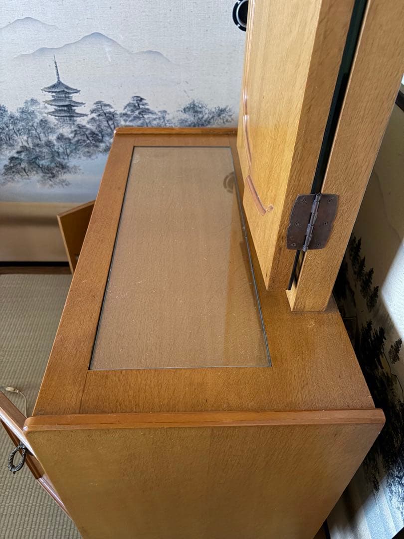 木製和風ドレッサー 収納付き　三面鏡　昭和　家具