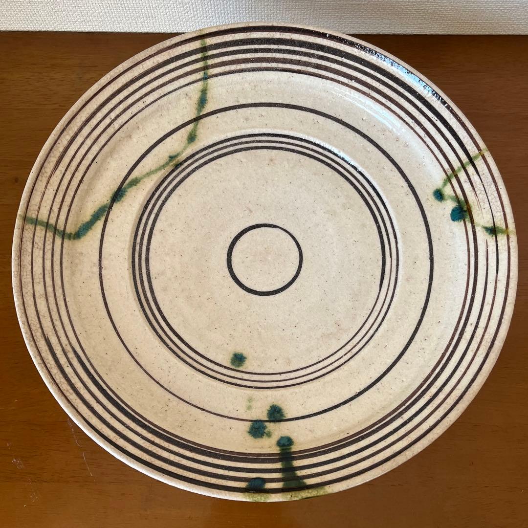 【織部 台鉢 十右エ門造】 加藤十右衛門 在銘 美濃焼 弥七田織部 大鉢 和食器