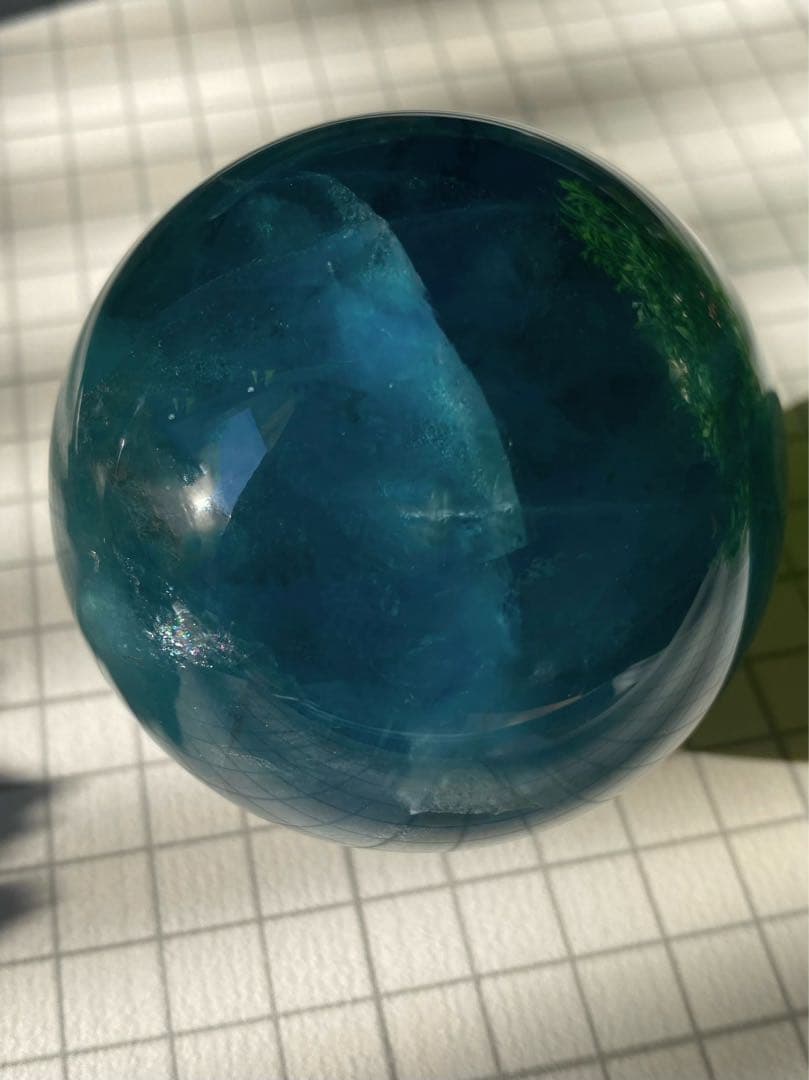 フローライト 天然石　スフィア　ディープブルー　丸玉　レインボーフローライト