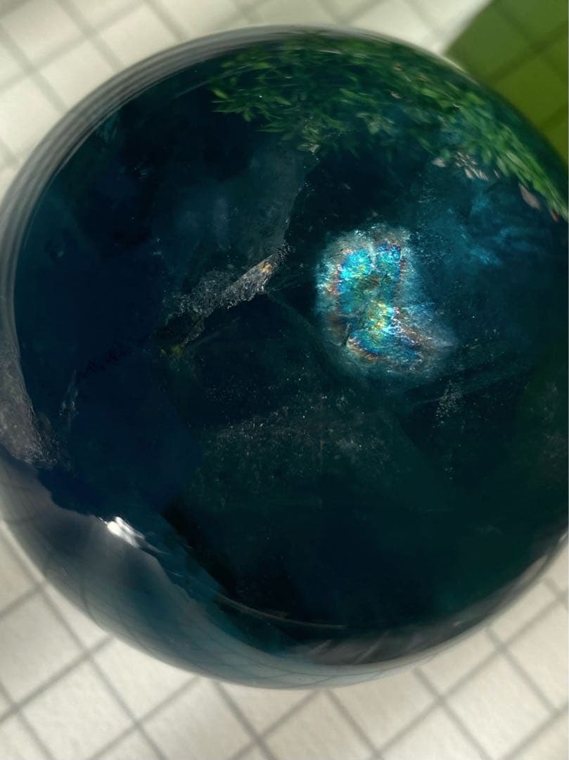 フローライト 天然石　スフィア　ディープブルー　丸玉　レインボーフローライト