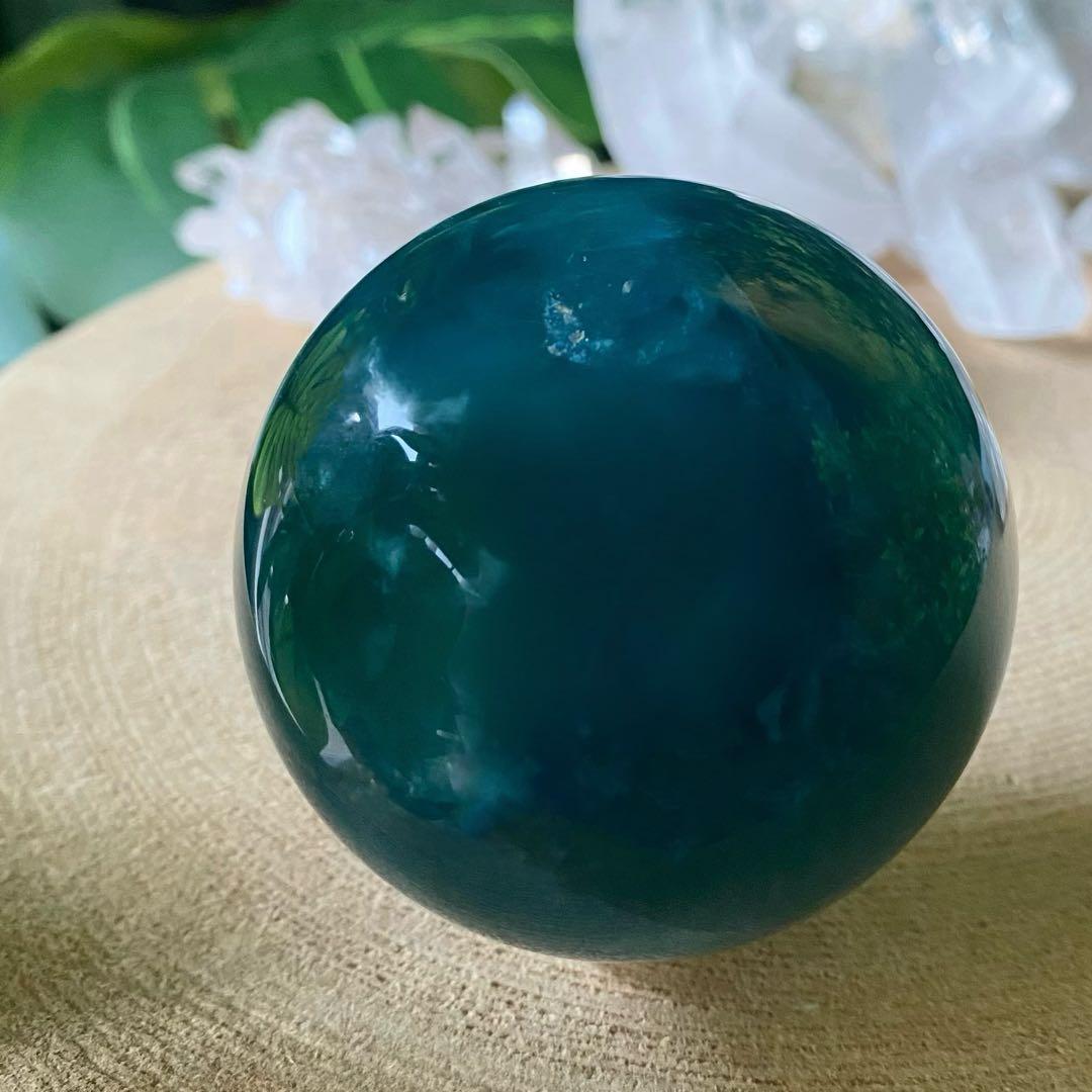 フローライト 天然石　スフィア　ディープブルー　丸玉　レインボーフローライト