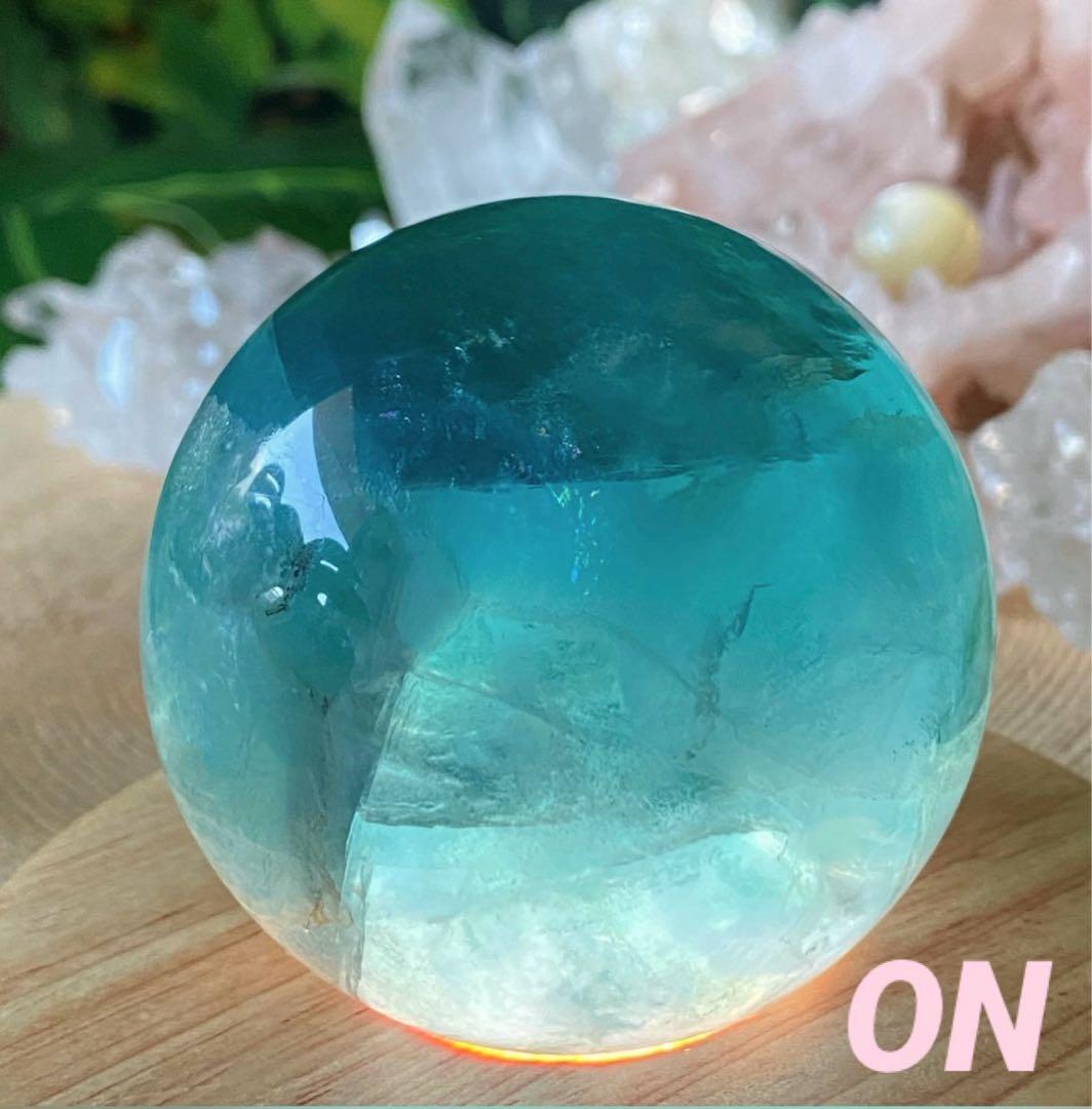 フローライト 天然石　スフィア　ディープブルー　丸玉　レインボーフローライト