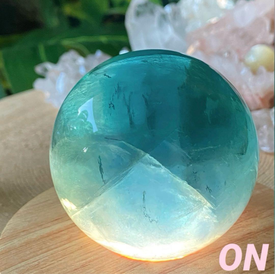 フローライト 天然石　スフィア　ディープブルー　丸玉　レインボーフローライト