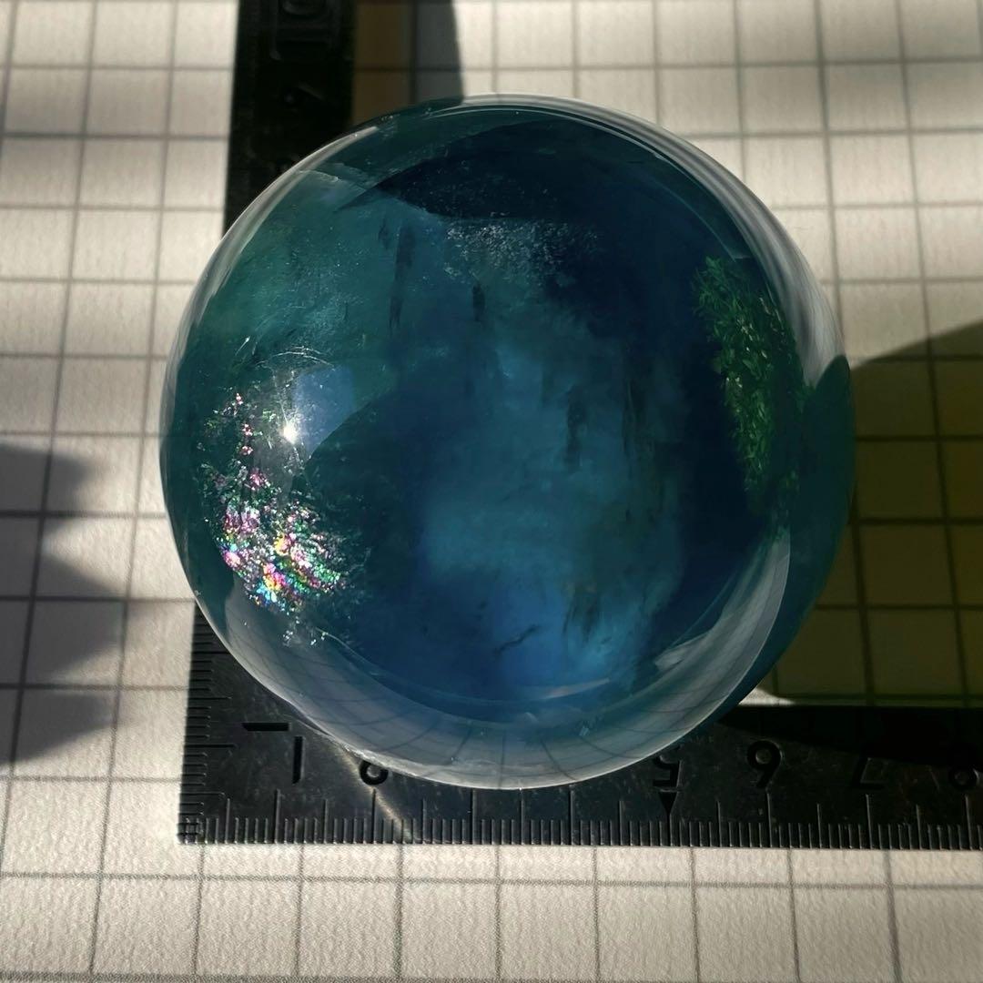 フローライト 天然石　スフィア　ディープブルー　丸玉　レインボーフローライト