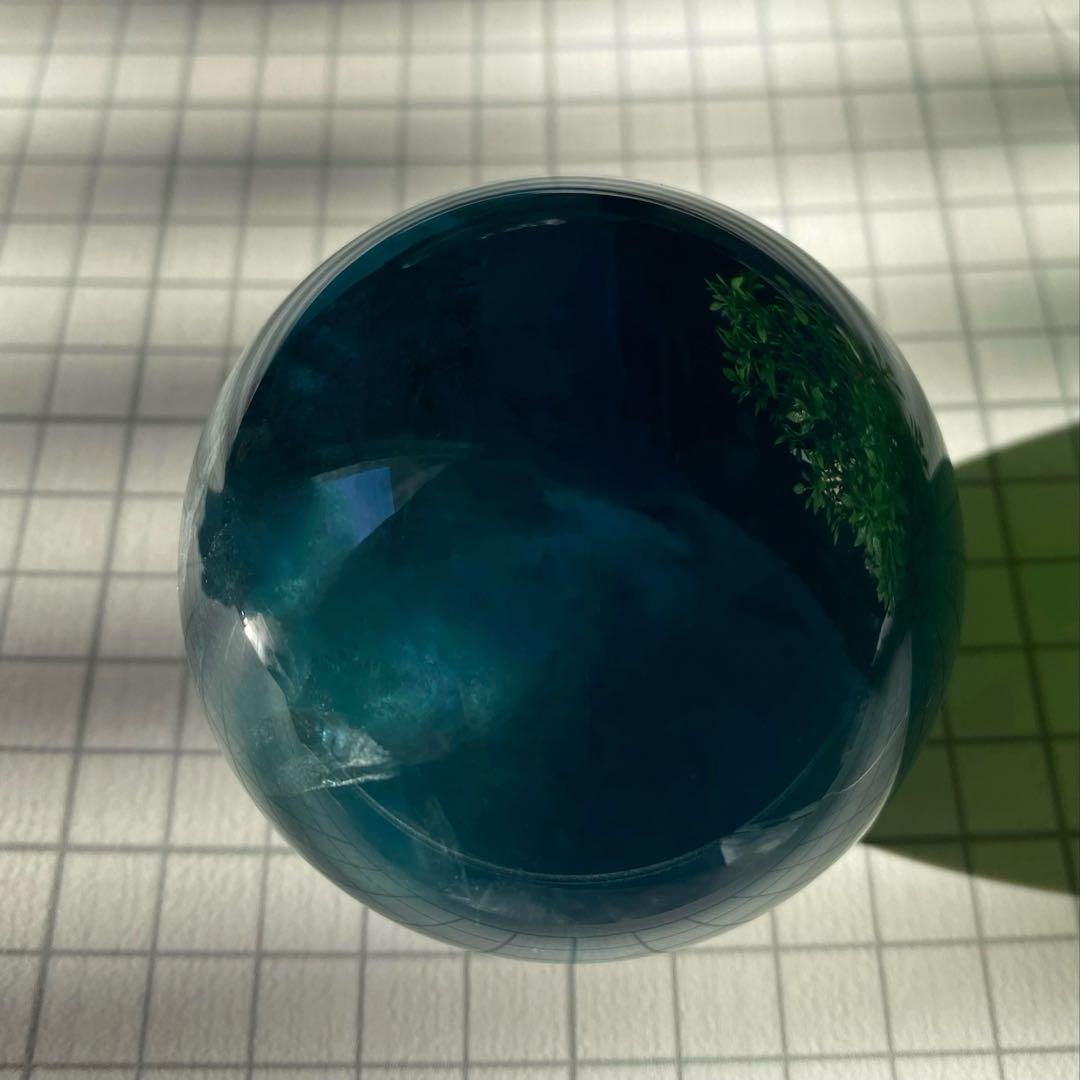 フローライト 天然石　スフィア　ディープブルー　丸玉　レインボーフローライト