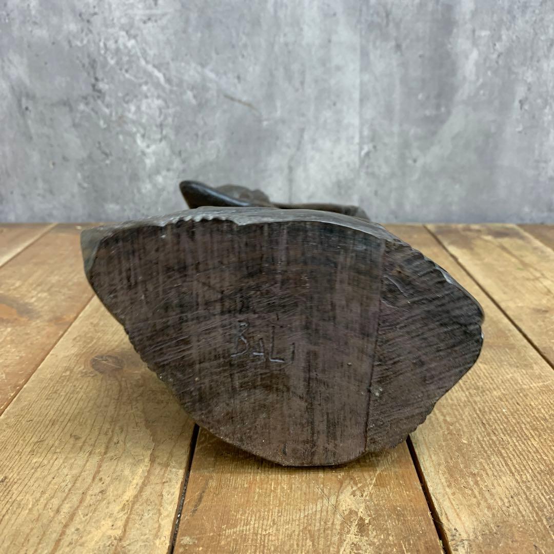 4F 【希少】ヴィンテージ 木彫り 彫刻像 アルジュナ 弓矢 置物 古道具