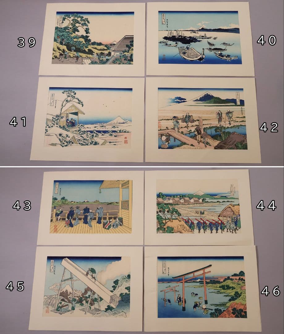 葛飾北斎 富嶽三十六景 古法純手摺木版 全46枚 2種欠 画集【CM463】