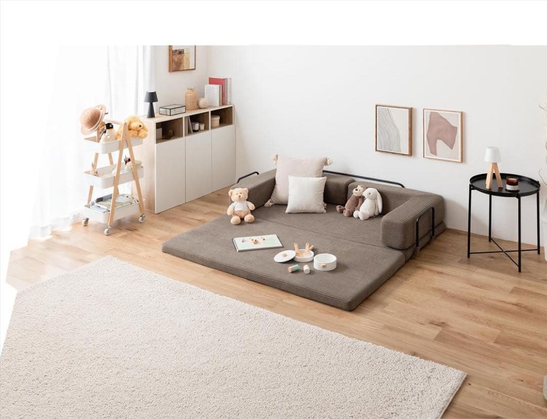 【幅155cm】フロアソファ　アイボリー