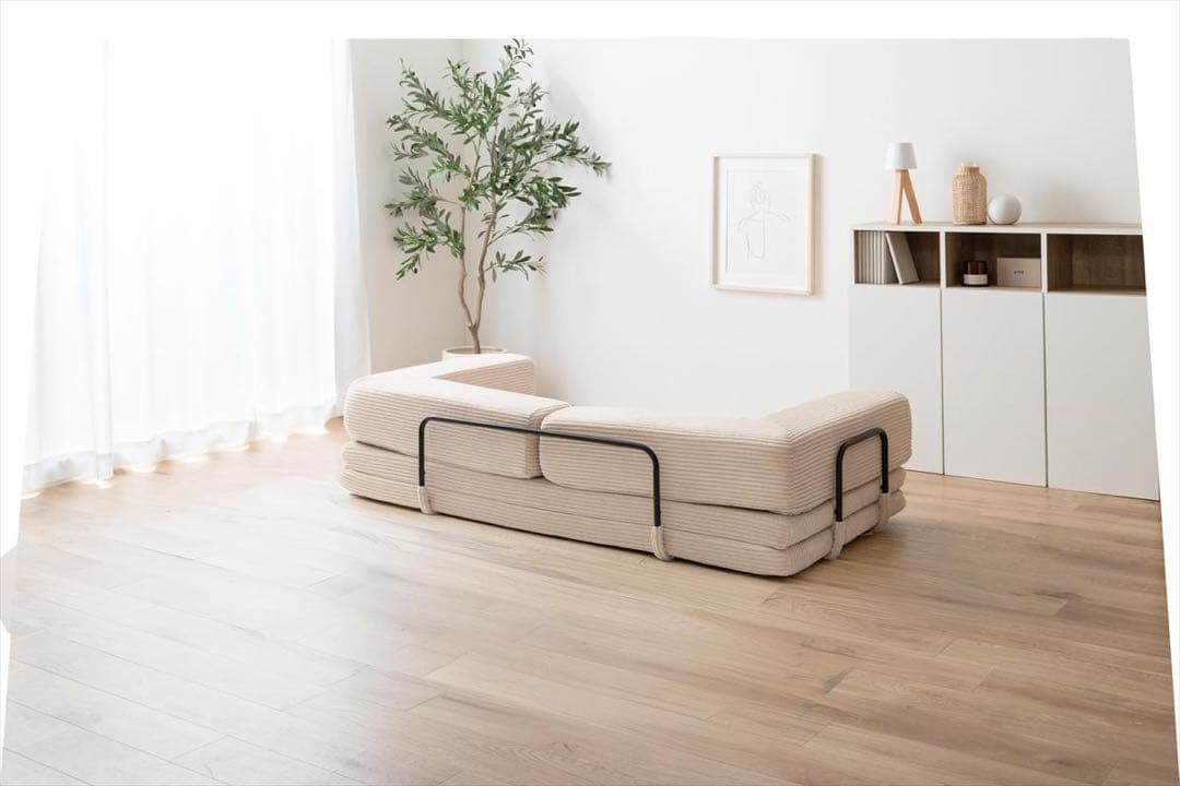 【幅155cm】フロアソファ　アイボリー