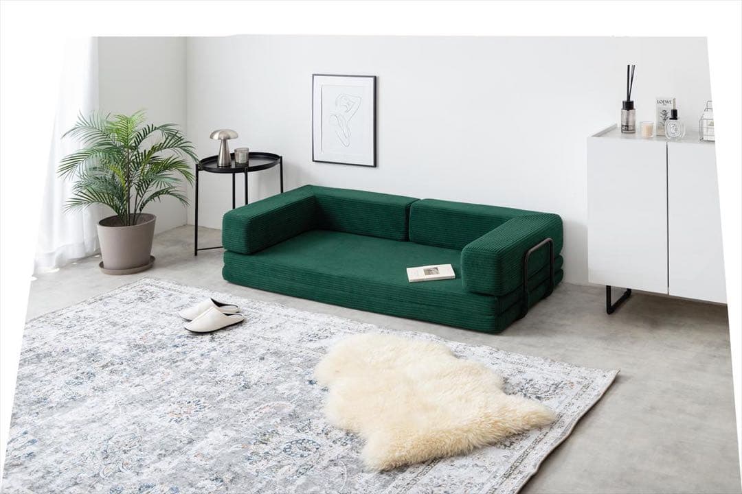 【幅155cm】フロアソファ　アイボリー