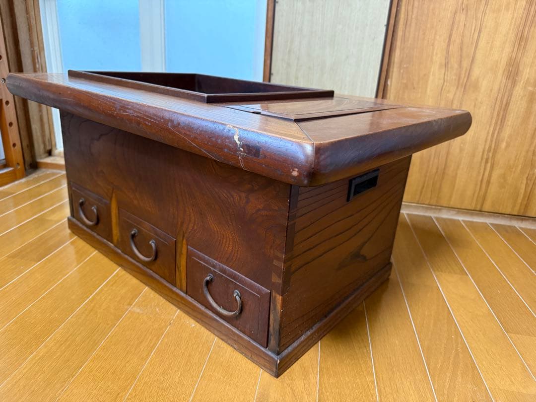 長火鉢　木製　レトロ 家具　小ぶり　和風　テーブル　アンティーク　座卓