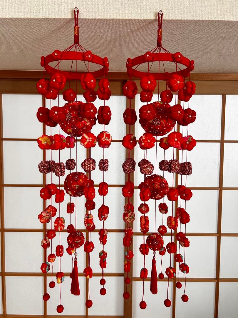 オーダー品☆吊るし飾り 彩り9連 赤色　2セット