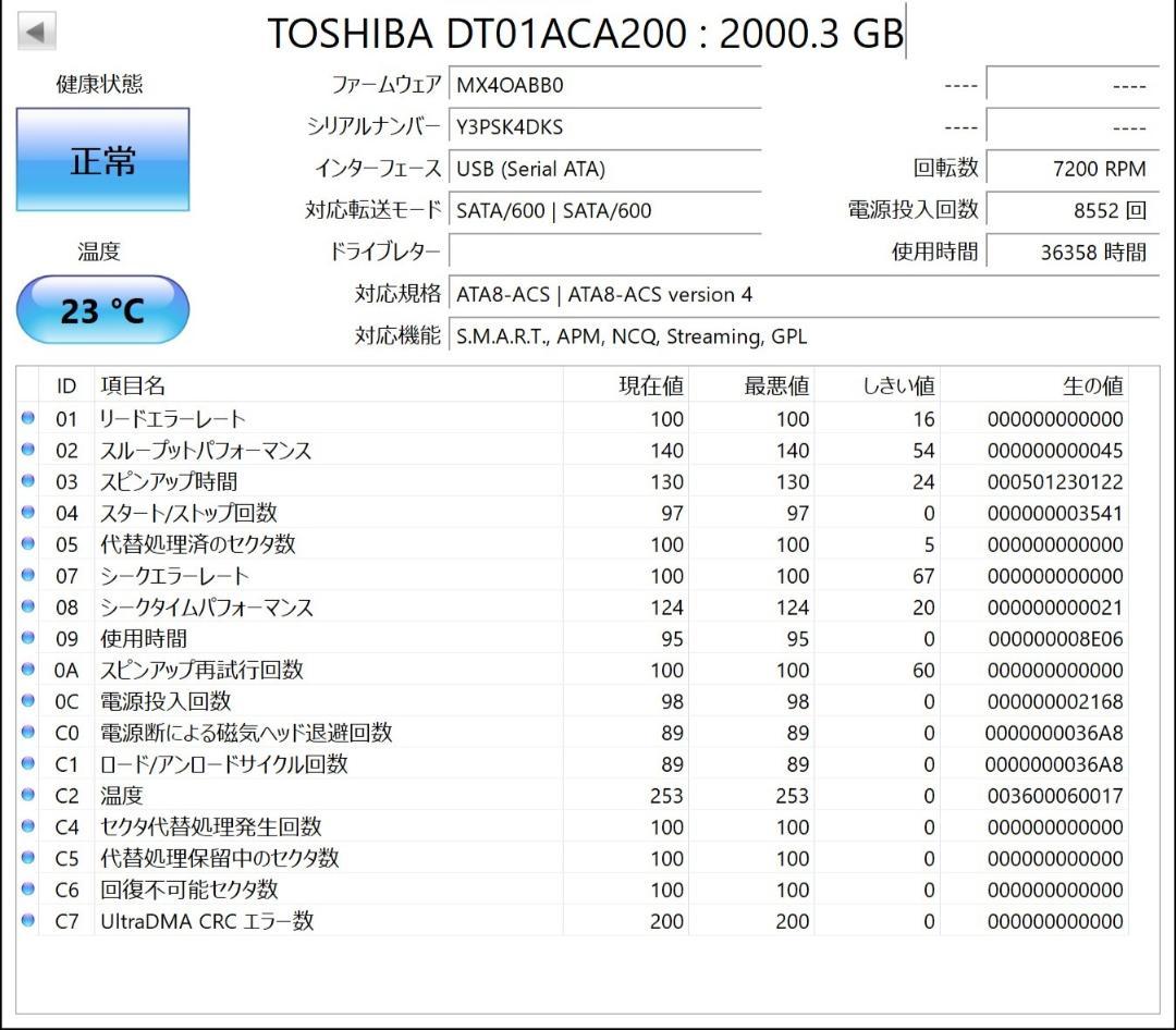 【動作確認済】東芝2TB・Seagate1TB・WD1TB HDD3台セット