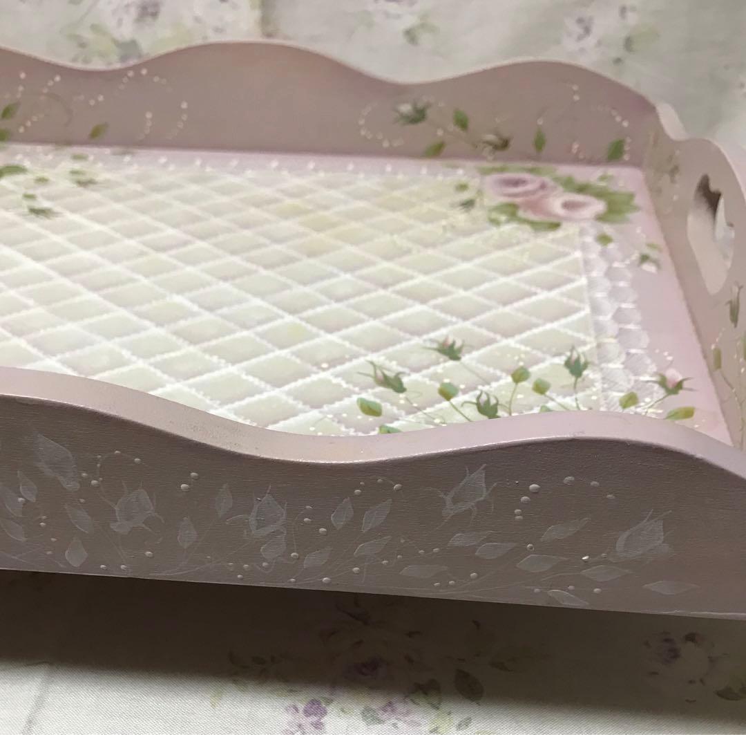 お値下げ‼️ハンドメイド・トールペイント作品薔薇のトレー