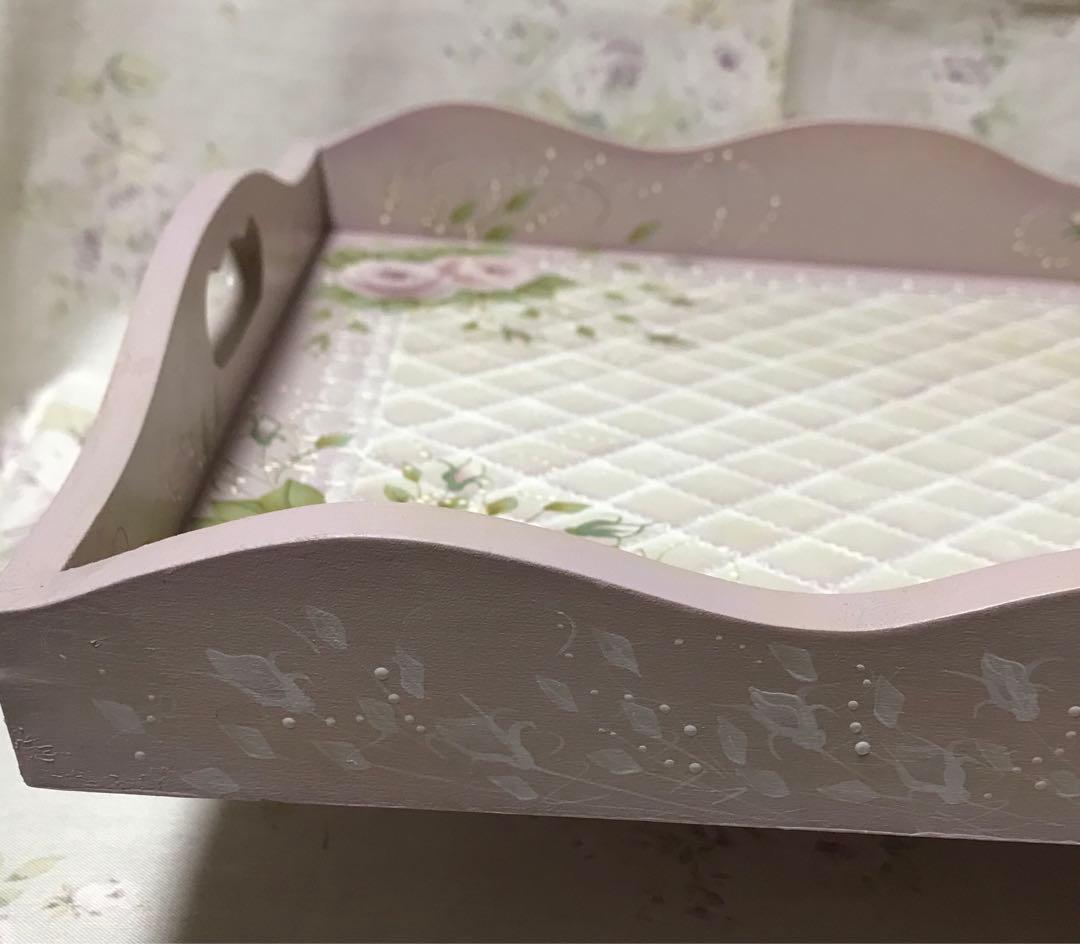 お値下げ‼️ハンドメイド・トールペイント作品薔薇のトレー