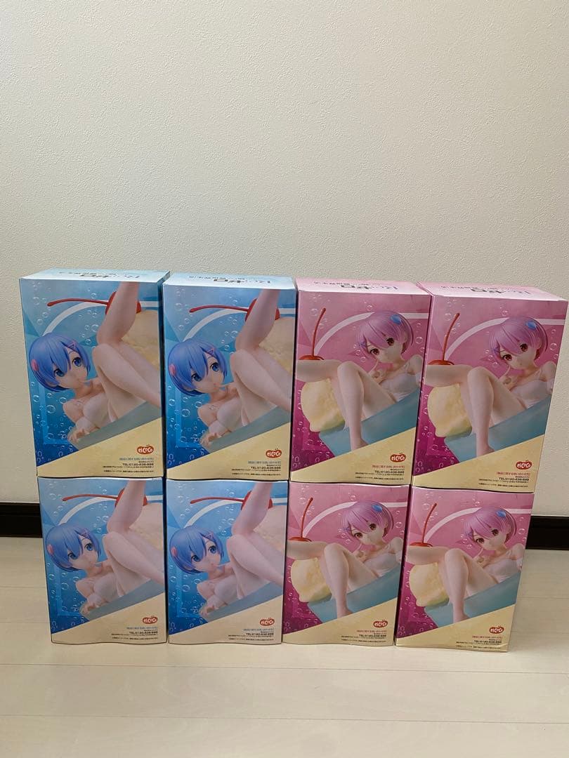 ラウンドワン限定 リゼロ レム ラム フィギュア クリームソーダセット　8体