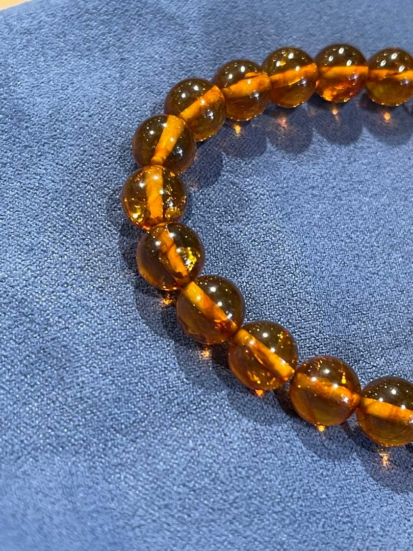 天然石　高品質　琥珀　アンバー　ブレスレット