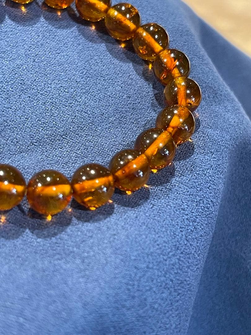 天然石　高品質　琥珀　アンバー　ブレスレット