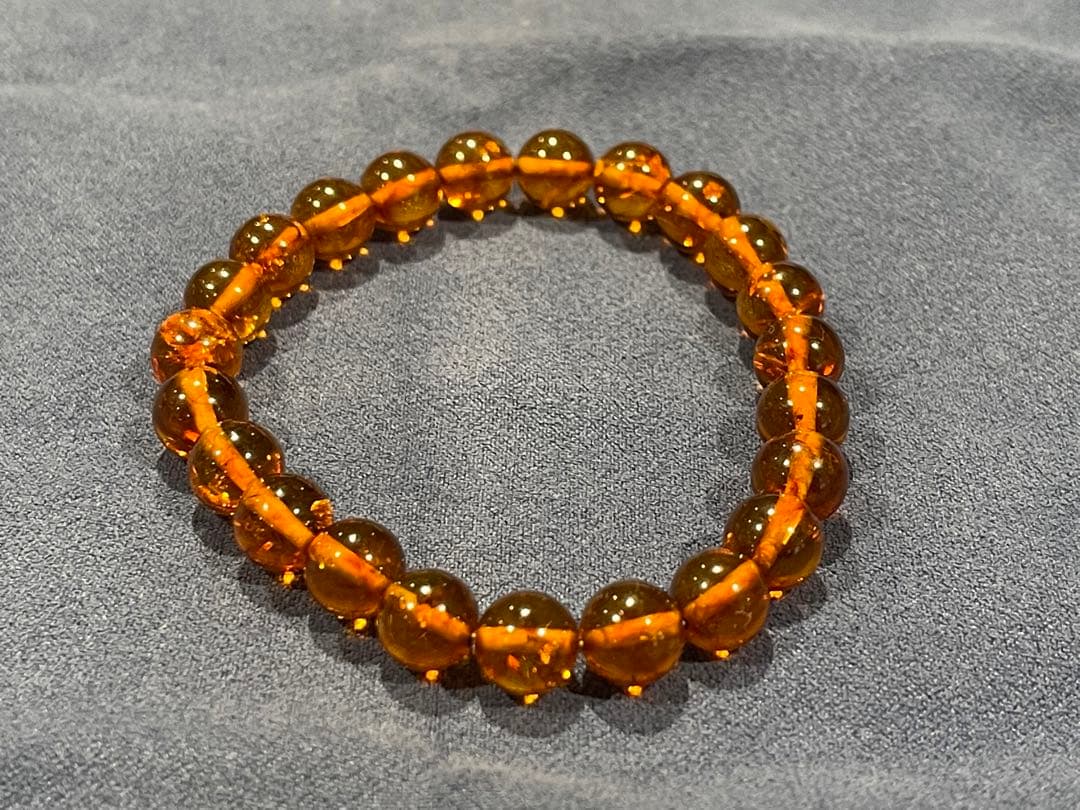 天然石　高品質　琥珀　アンバー　ブレスレット