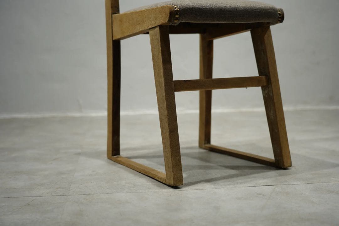 大正時代　小椅子　古木　張替え済み　アンティーク　チェア　ビンテージ椅子