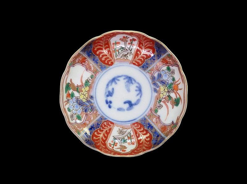 古伊万里　色絵　獅子に牡丹　梅に鶯の図　４寸皿　５枚　C233AS-fbsy