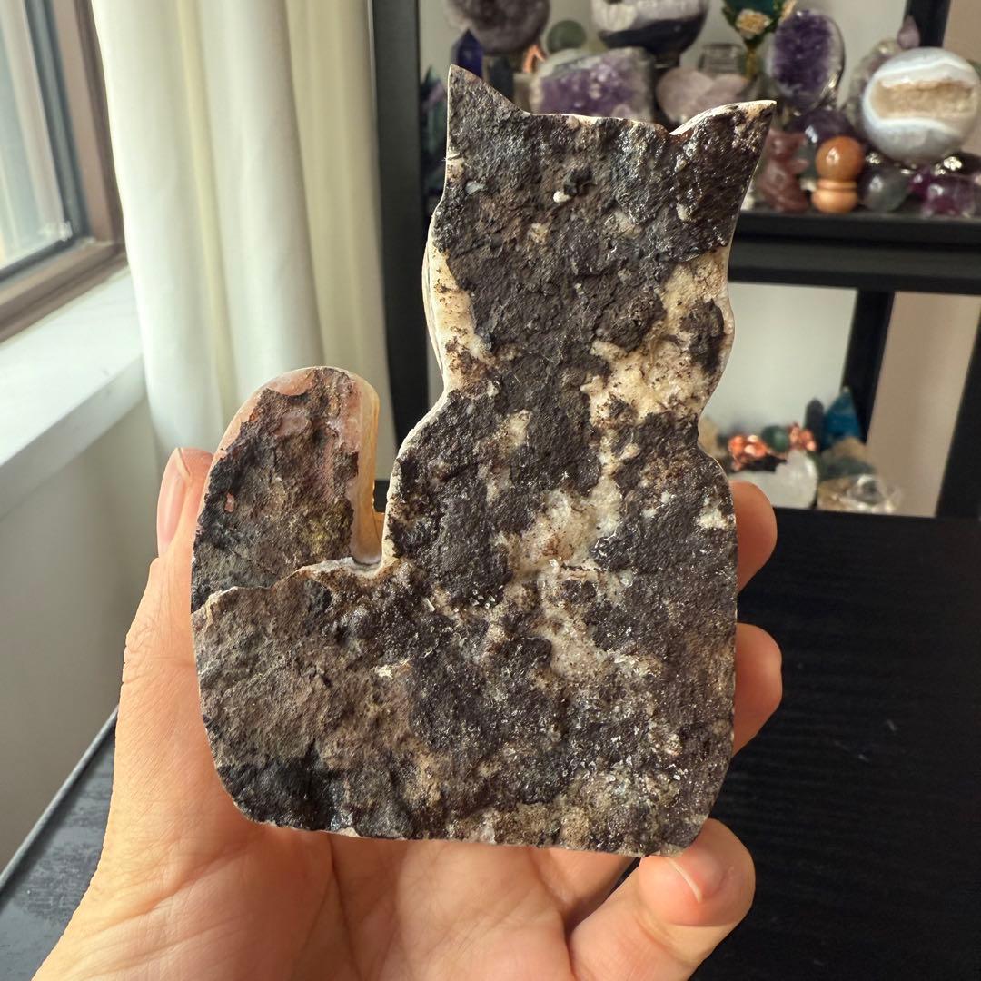 天然石シトリンの猫ちゃん　置物　彫物NO.112303