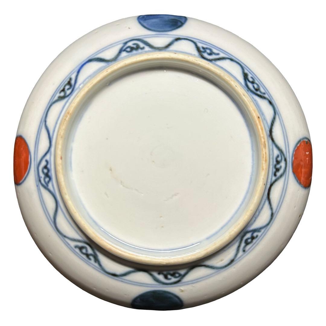 ★江戸末期！古伊万里 色絵 小皿/手塩皿6枚/食器！鶴図 裏に丸紋！
