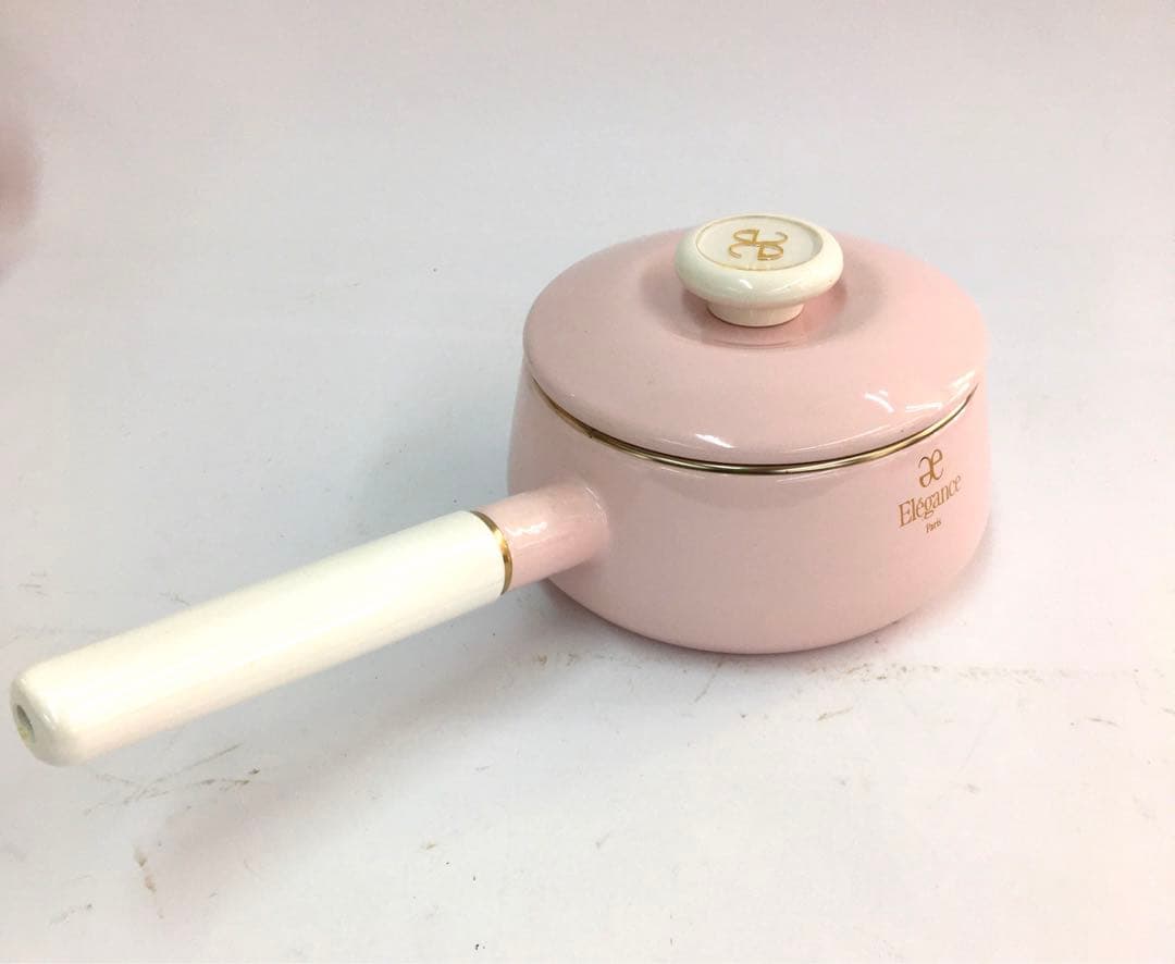 新品　エレガンス　ピンク　桜色　ホーロー鍋3点セット