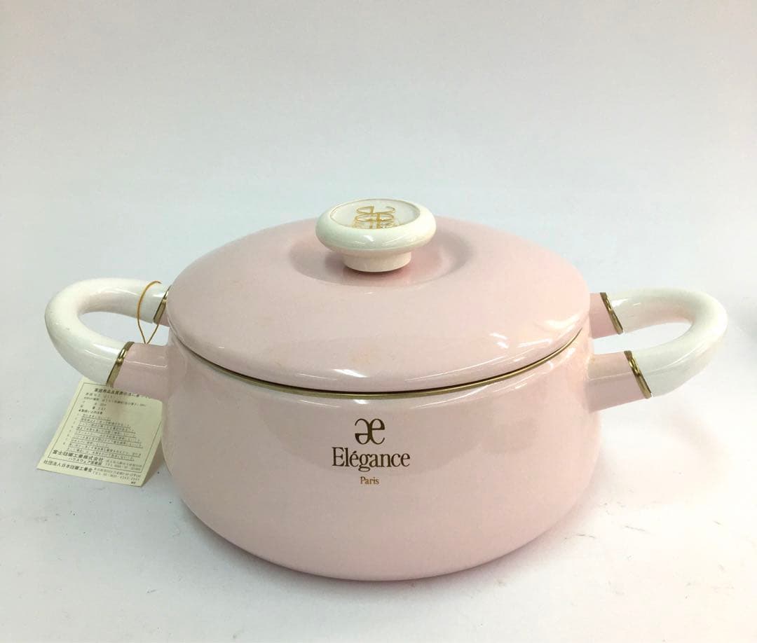 新品　エレガンス　ピンク　桜色　ホーロー鍋3点セット