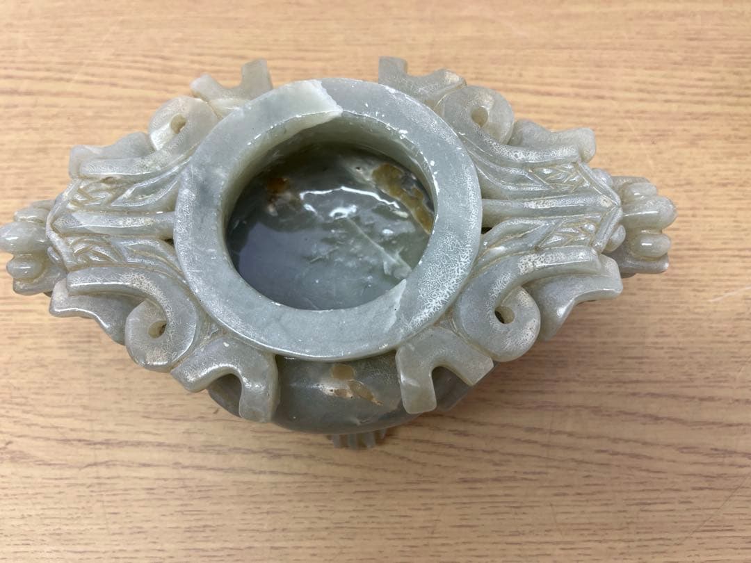 香炉　ヒスイ　翡翠　アンティーク　骨董品　獅子