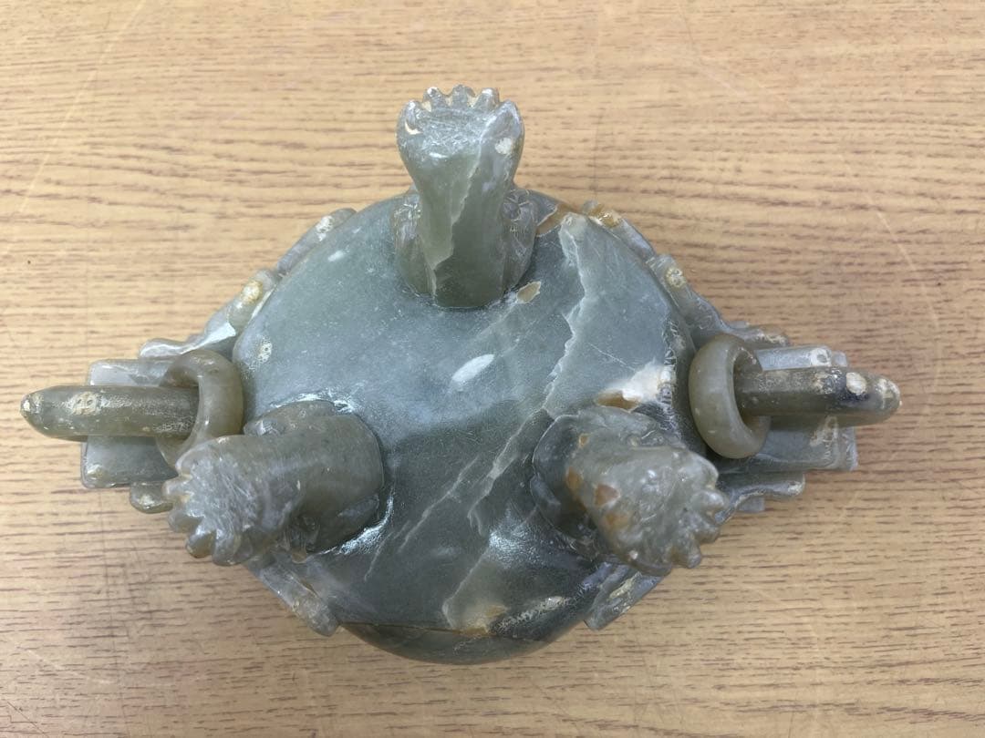 香炉　ヒスイ　翡翠　アンティーク　骨董品　獅子
