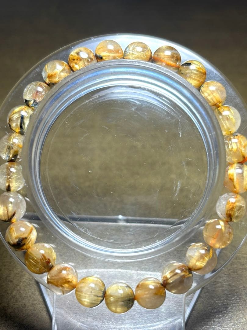 太陽放射タイチンルチル入りブレス7.3〜7.9㎜（新品未使用）キャッツアイ 金運