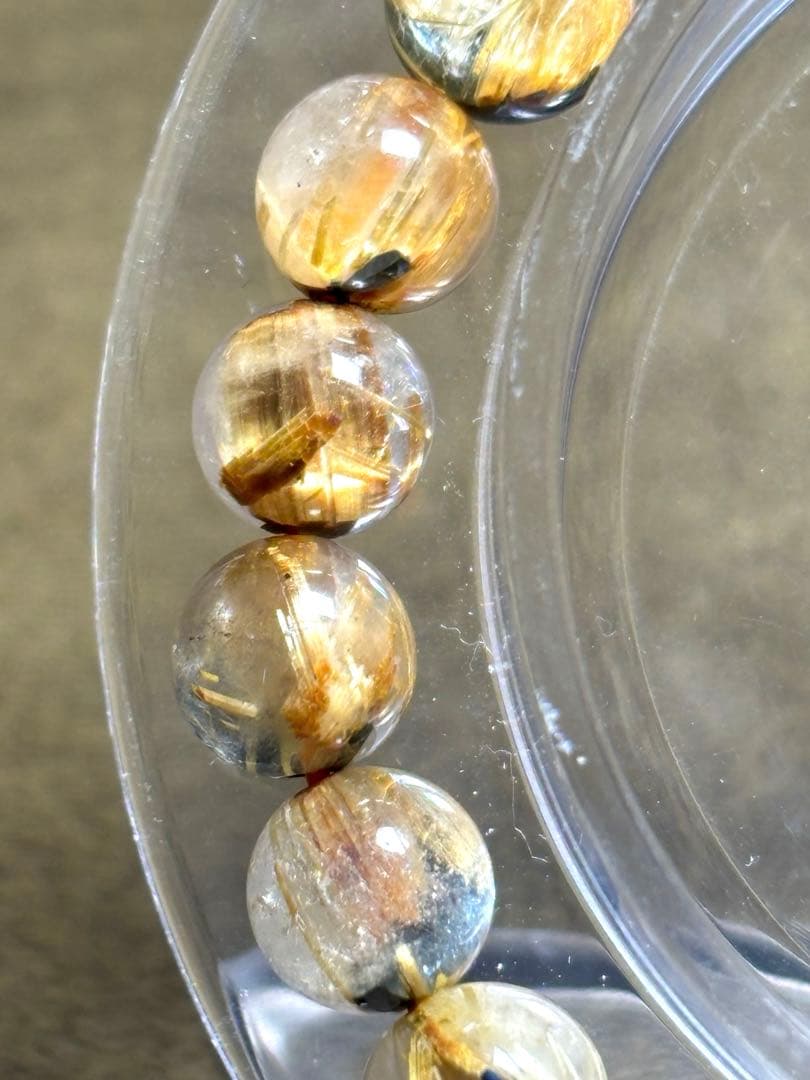 太陽放射タイチンルチル入りブレス7.3〜7.9㎜（新品未使用）キャッツアイ 金運