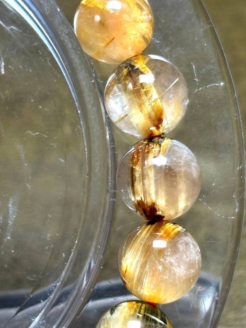 太陽放射タイチンルチル入りブレス7.3〜7.9㎜（新品未使用）キャッツアイ 金運