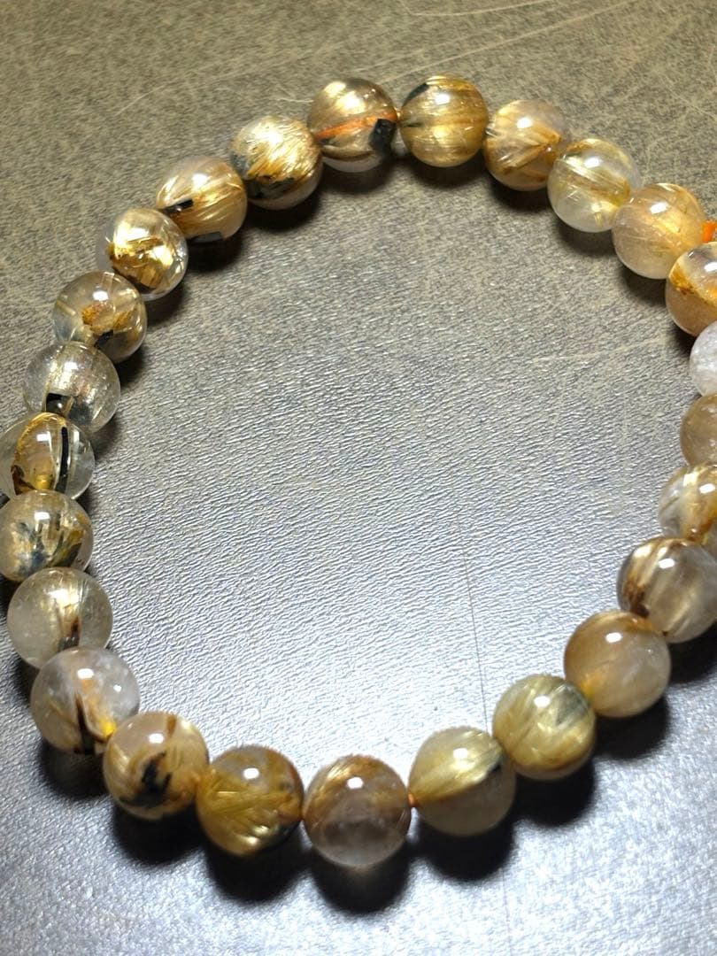 太陽放射タイチンルチル入りブレス7.3〜7.9㎜（新品未使用）キャッツアイ 金運