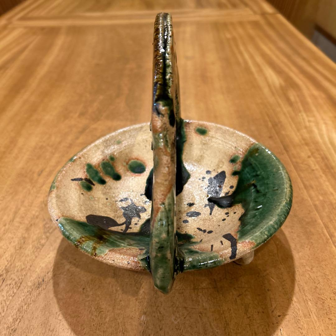 希少　出町光織　織部手付き高台鉢