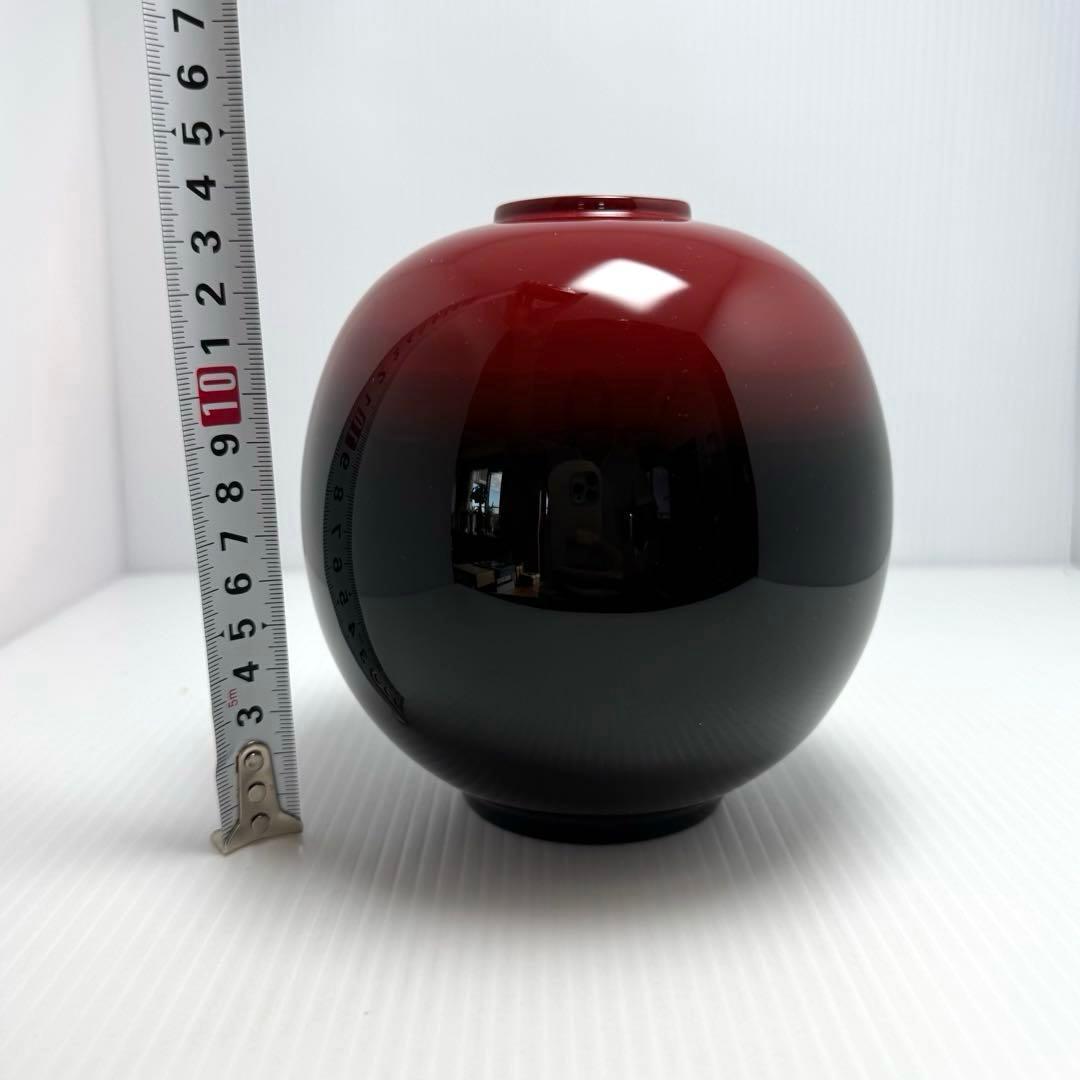 新品未使用 輪島塗 漆 球形 花器 花瓶 赤黒 漆 漆器 伝統工芸 共箱 説明書