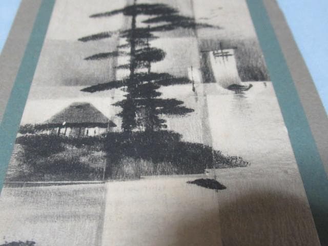 極美品 大正9年頃◆日本のお土産 大正時代 木版画 和紙 小さい掛け軸型 3点