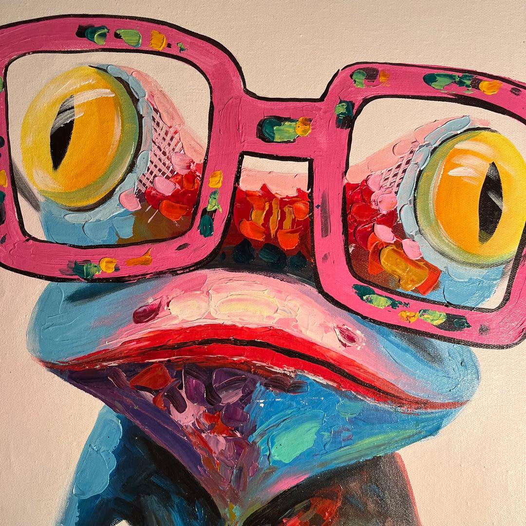 手書き油絵 glasses flag 絵画 インテリア 油彩画