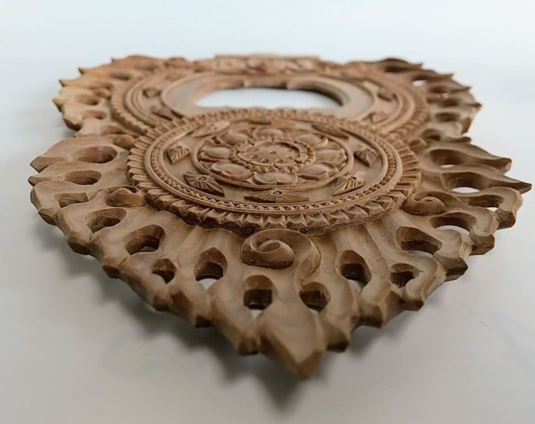 光背(3.5寸坐像用)#429 透し彫 火焔 ◆白檀 木彫 仏像付属品