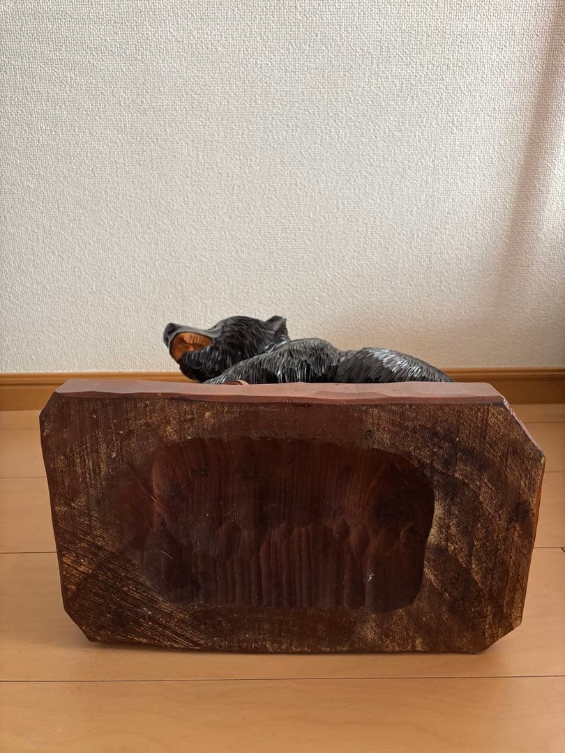 【大型40cm】北海道 木彫り熊 鮭持ち 八雲系風 無銘 民芸品 置物